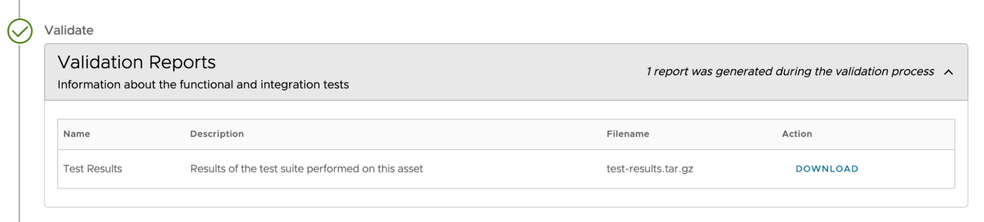 Validation reports