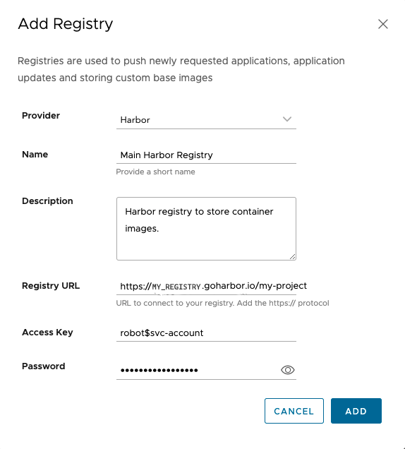 Add Harbor Container Registry