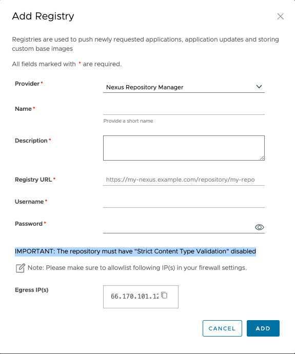 Add Nexus Container Registry