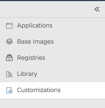 Left side menu: customizations section