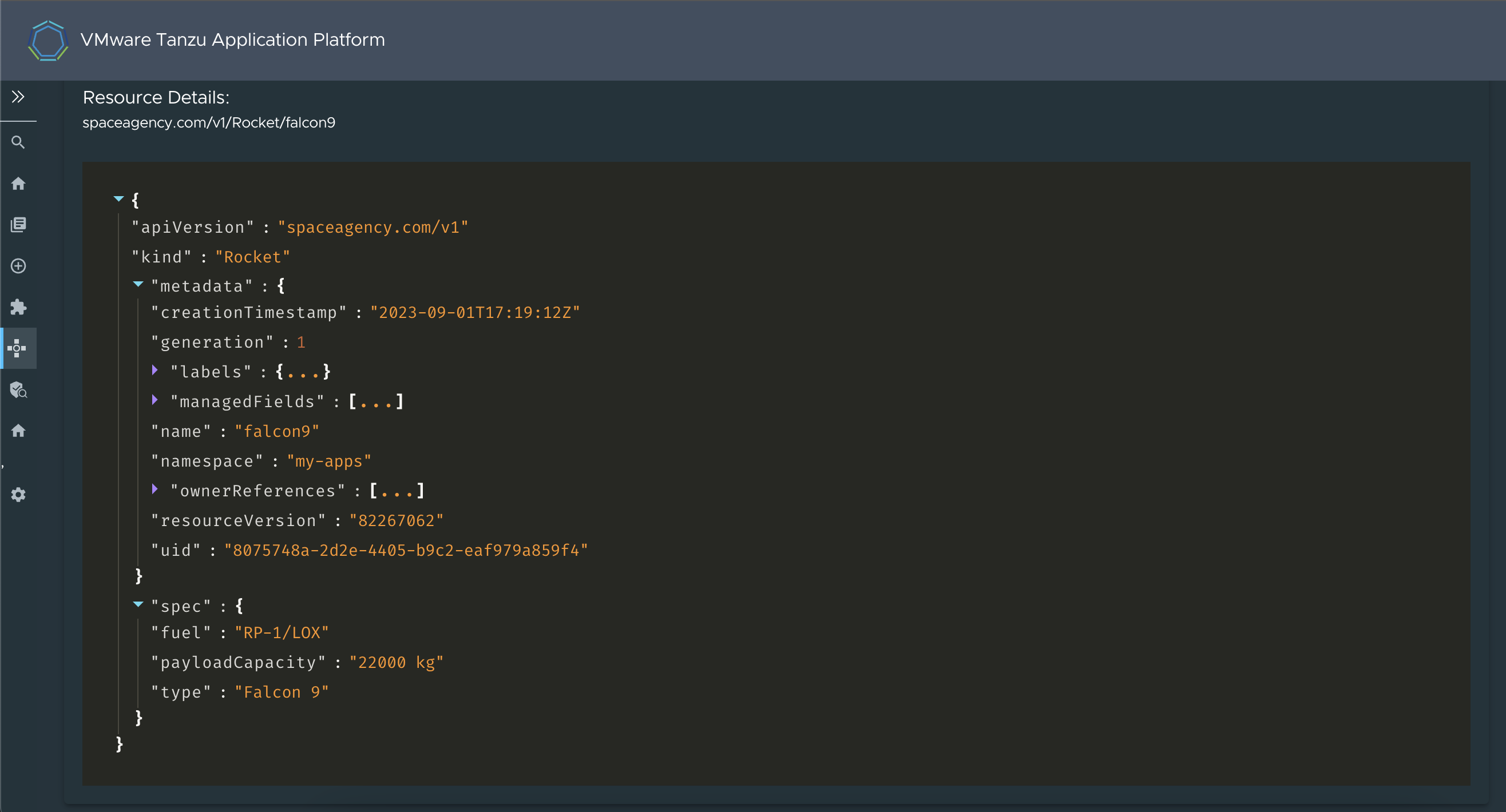 Screenshot of Rocket Provider JSON.
