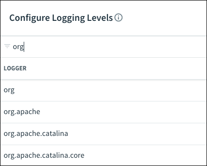 Configure which loggers are displayed.