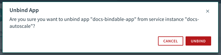 Unbind App pop-up window.