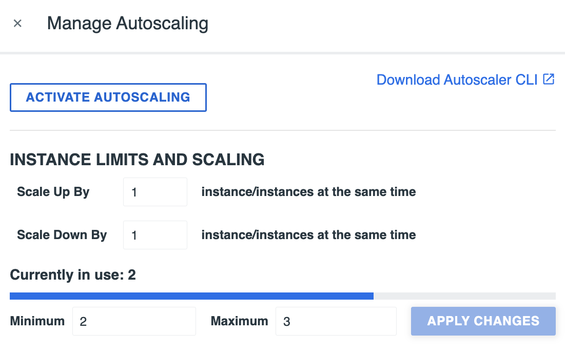 Instance limits and scaling configuration