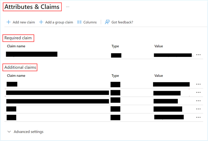 Attributes and Claims section