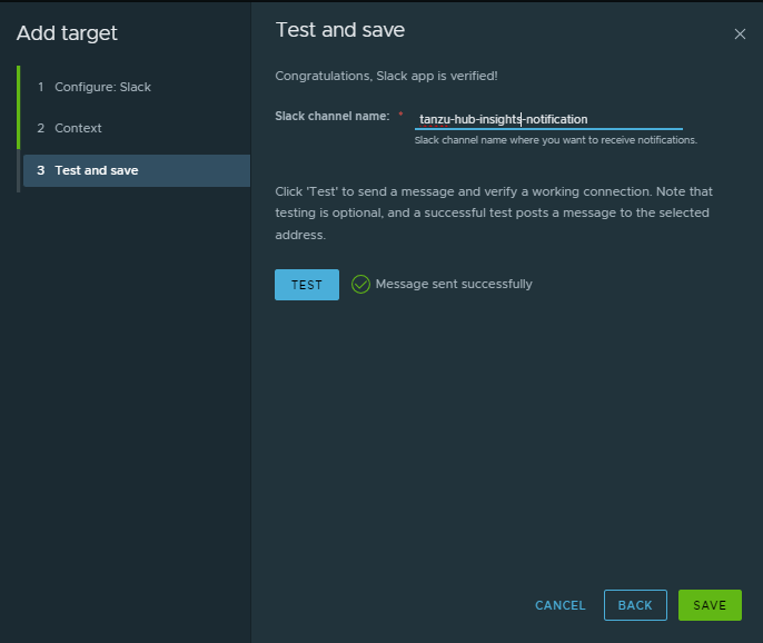 Test the connection to verify configuration.