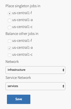 Assign AZs and Networks pane in Ops Manager