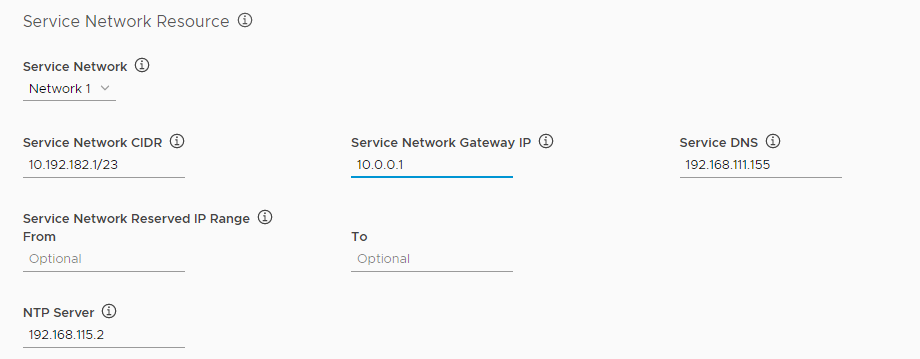 vSphere without NSX-T service network configuration