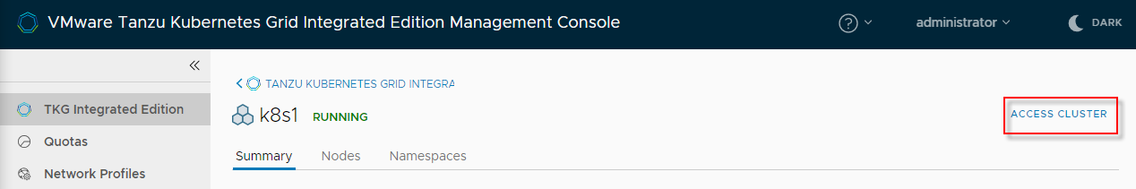 Connect to a cluster in K8S Dashboard