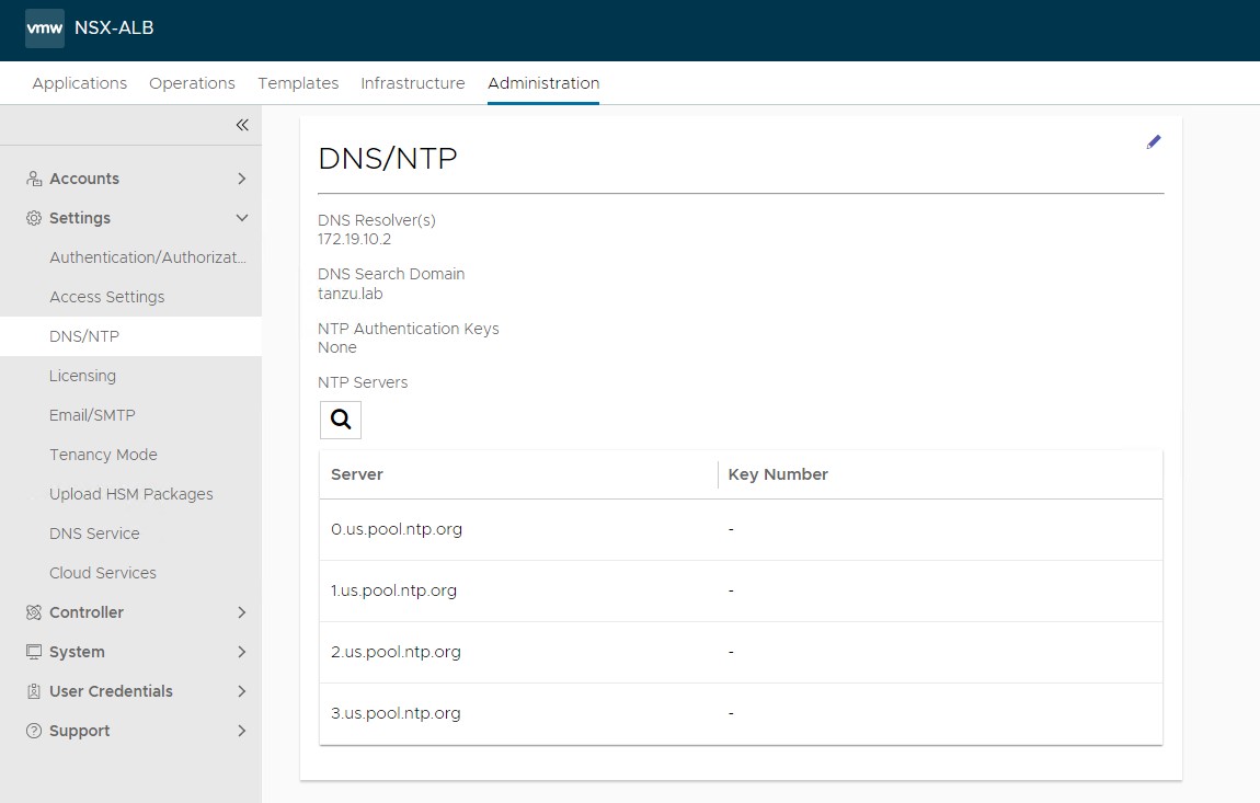 NTP settings navigation