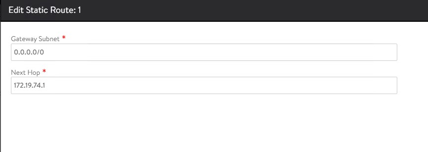 Default routes for the VIP networks