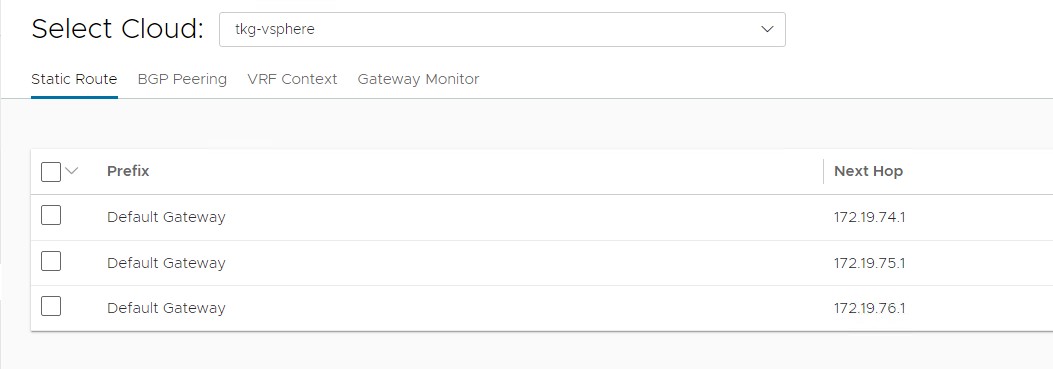 Default gateways in network configuration