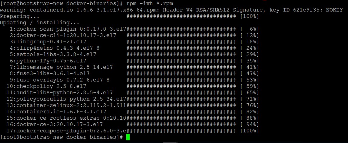 Docker installation progress