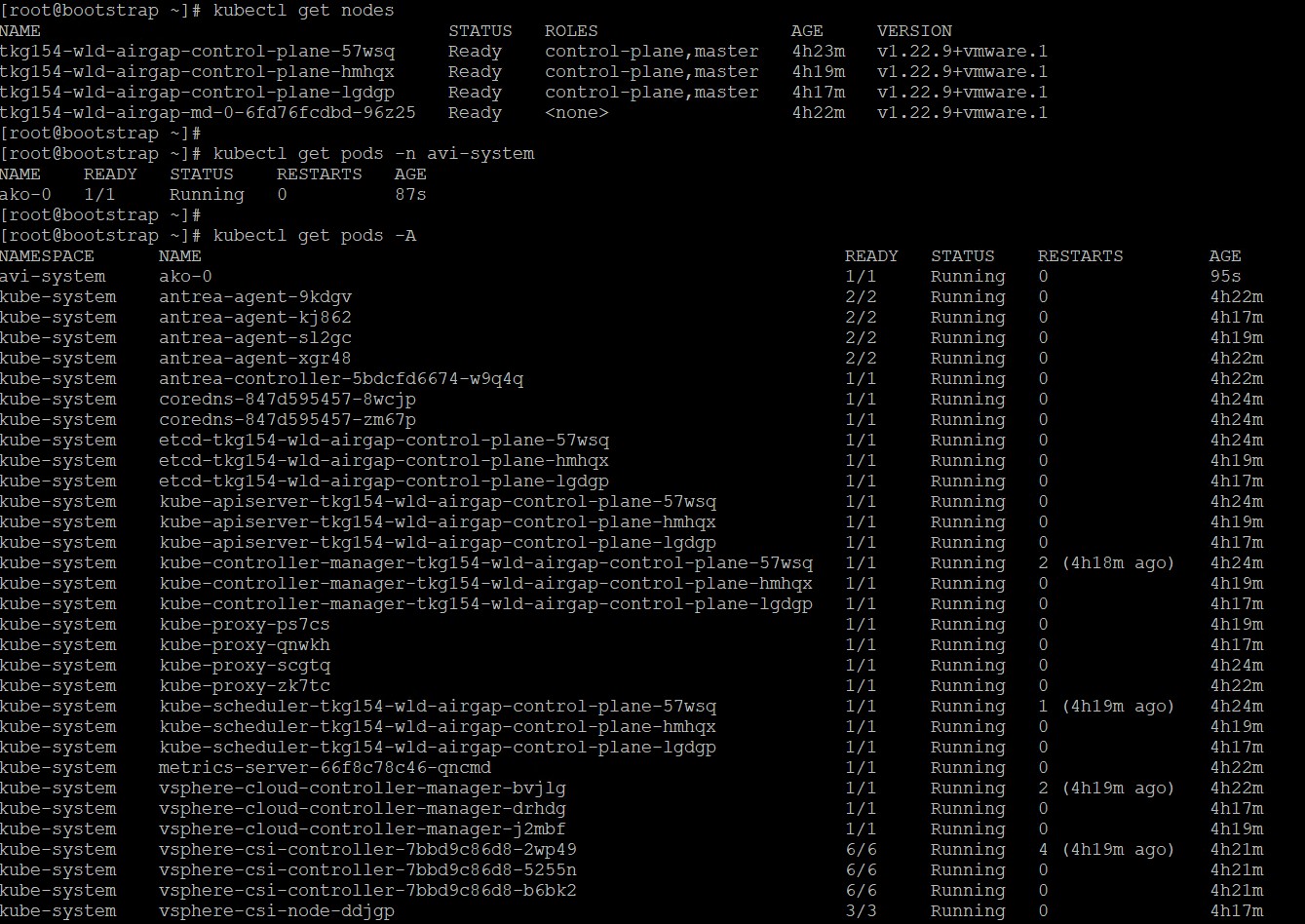 Sample output of the kubectl get nodes command