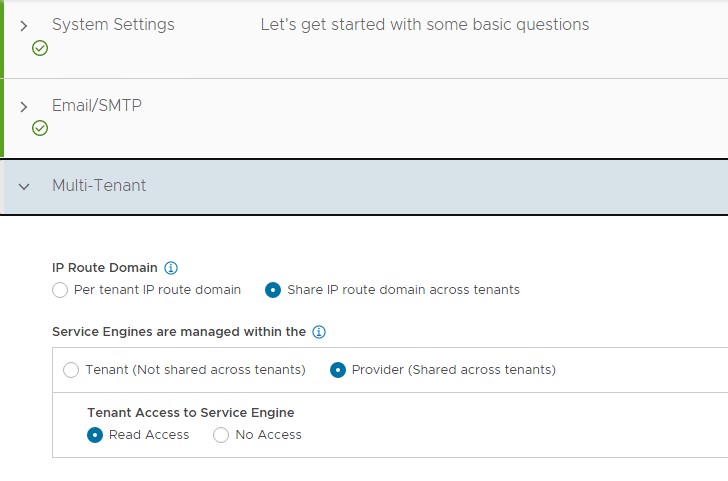 Configure Multi-Tenant settings screen