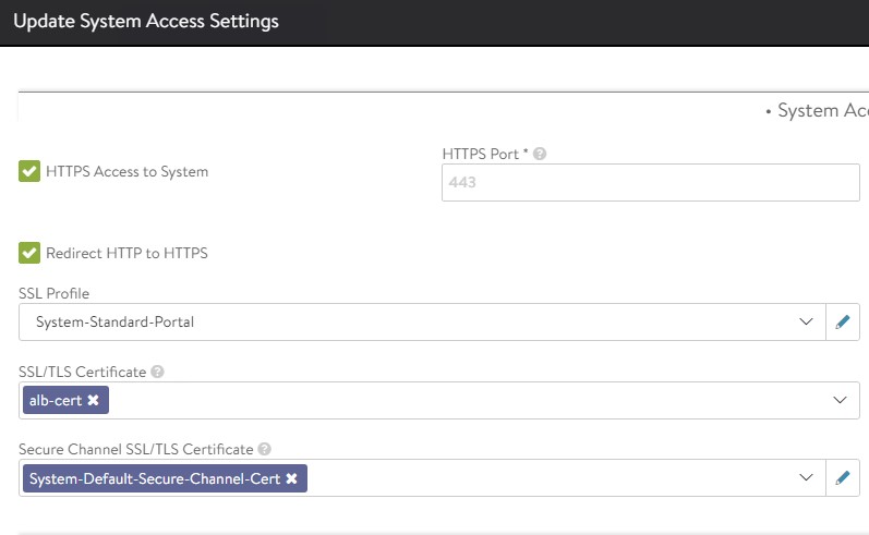 Update System Access Settings