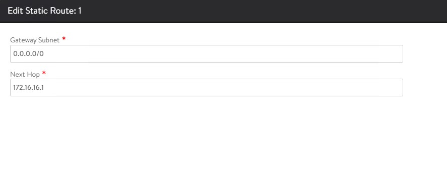 Default routes for the VIP networks