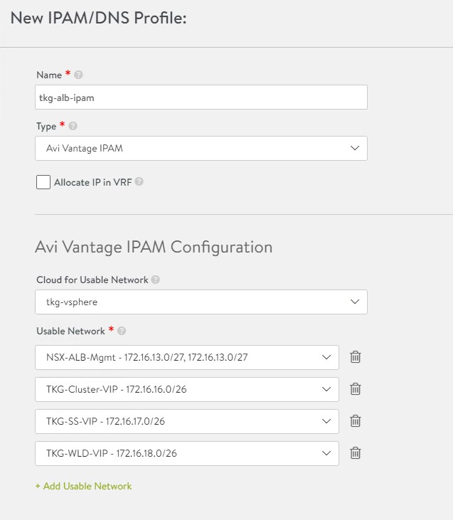 New IPAM/DNS profile