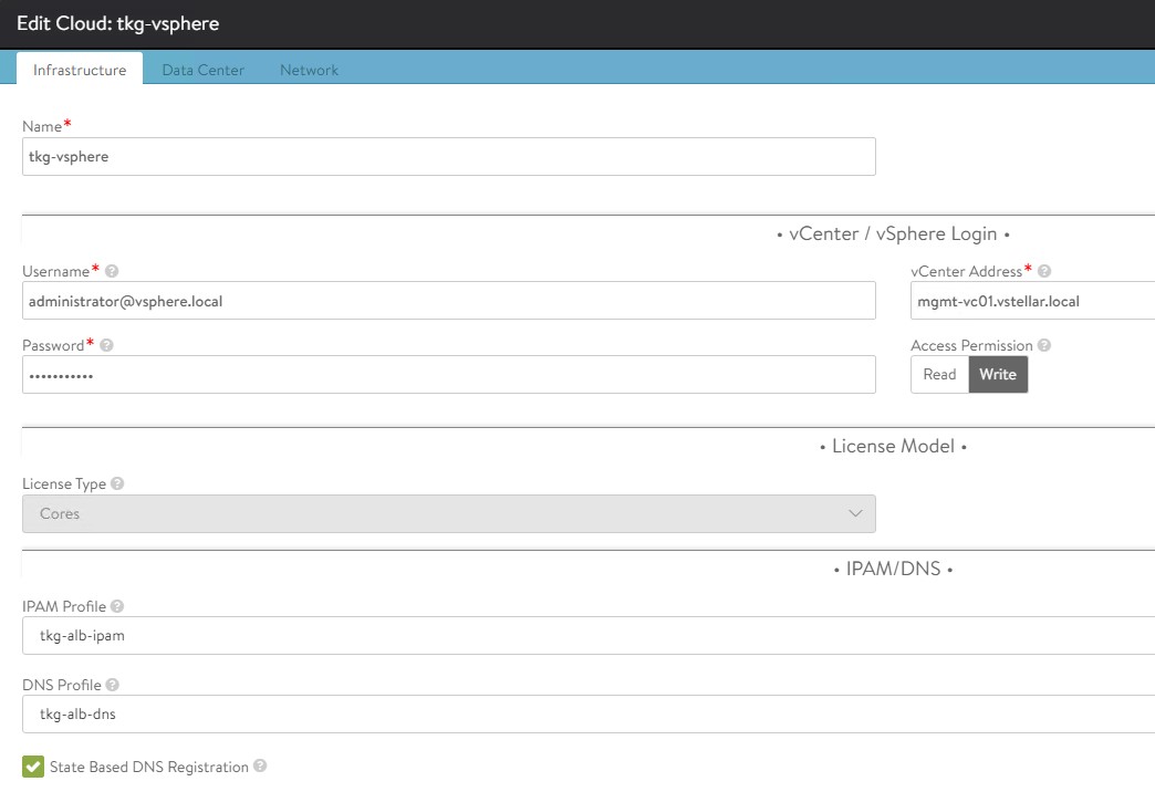 Add IPAM and DNS profile to Cloud configuration