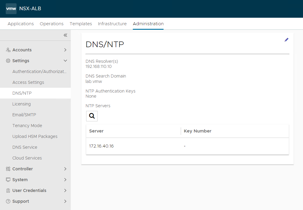 NTP server configuration