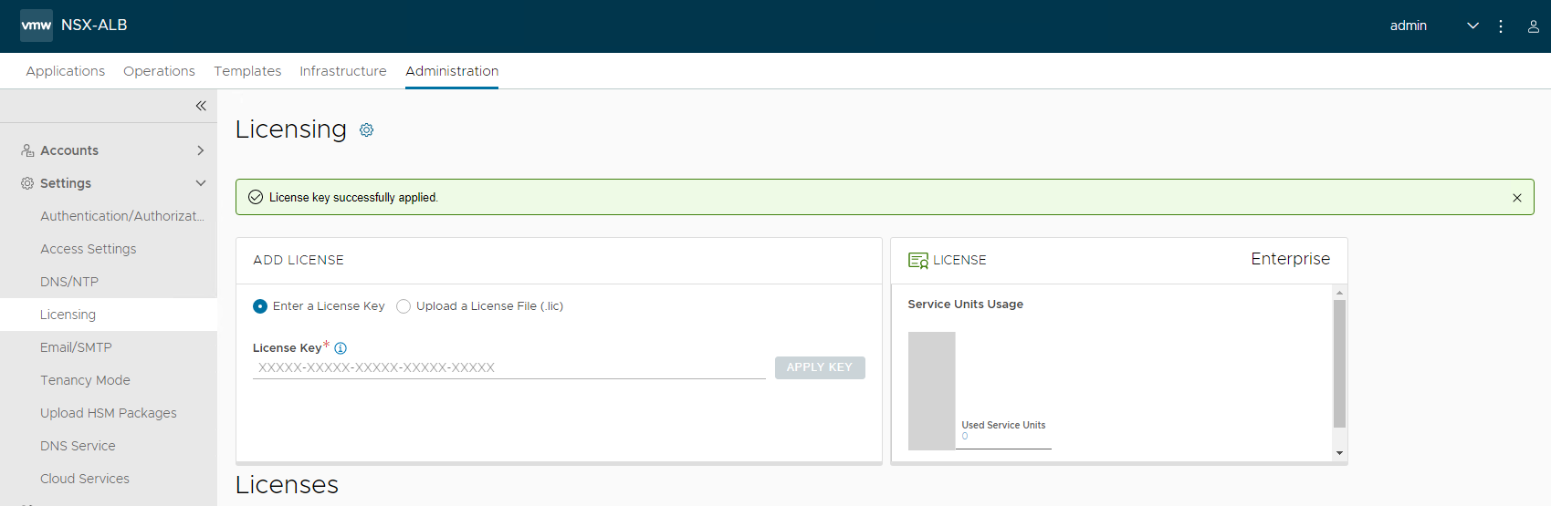 License configuration - apply license