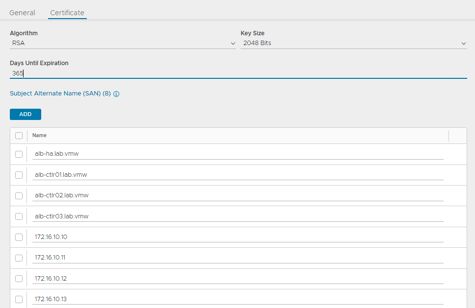 Self-signed certificate - Certificate tab