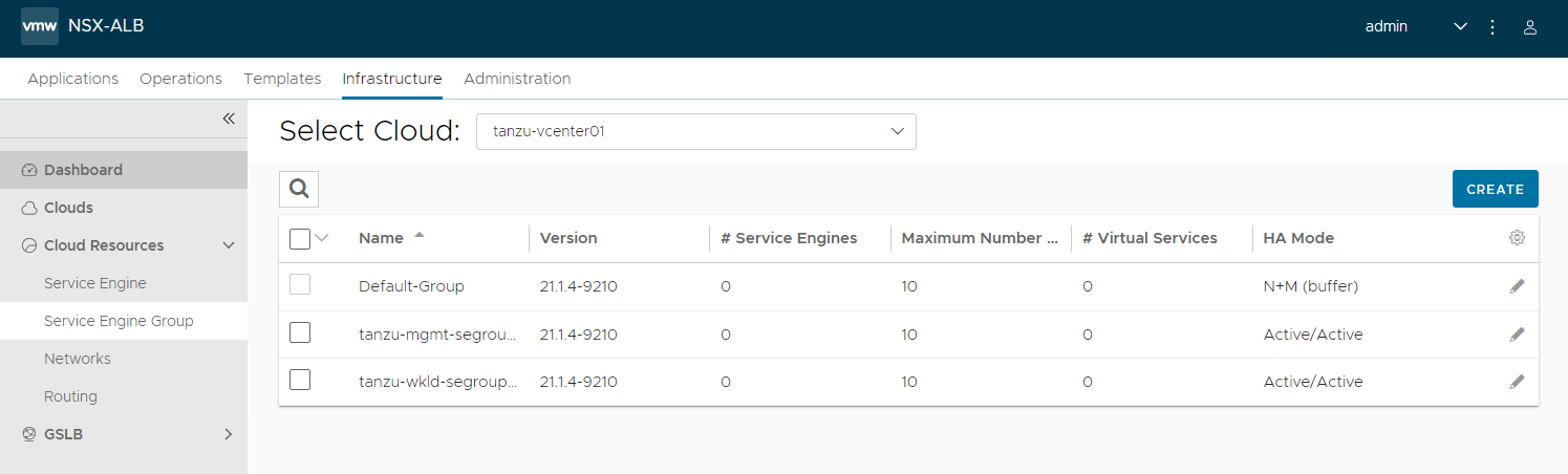 Service engine groups created