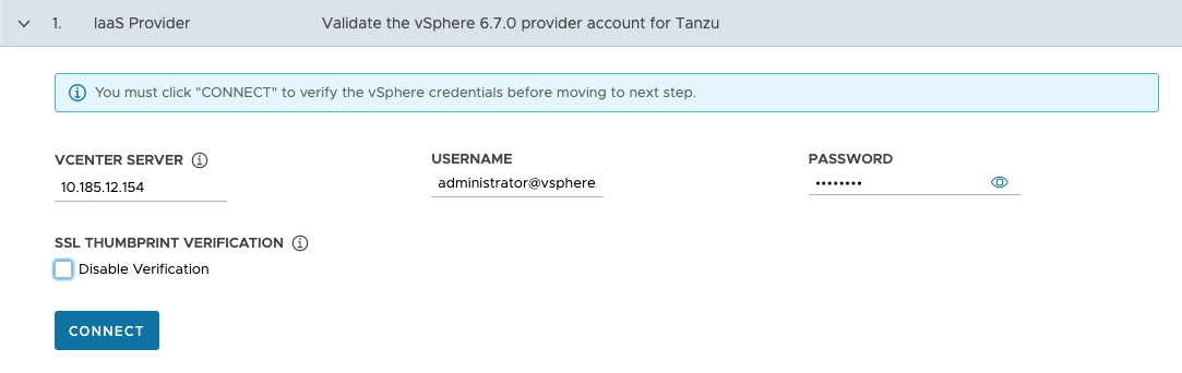 Configure the connection to vSphere