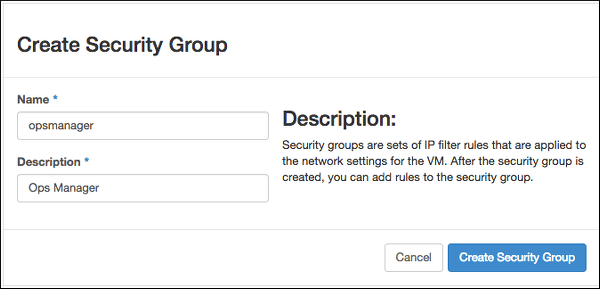 Create Security Group pane