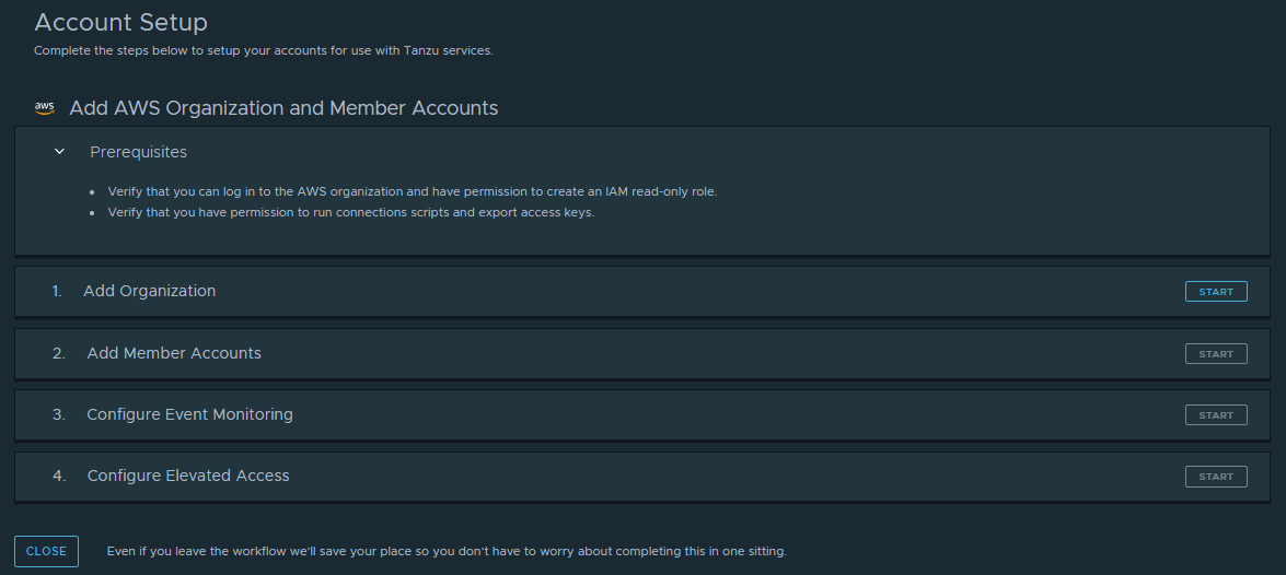To add multiple accounts, start by adding the organization root account and then configure the collected member accounts.