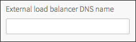 Screenshot of a text field with the label
'External load balancer DNS name'.