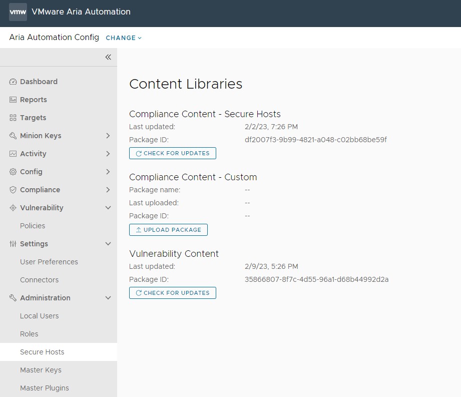 Content Libraries page