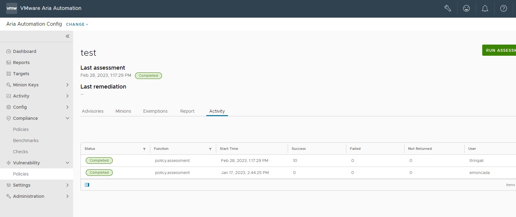 Remediate supported advisories screen