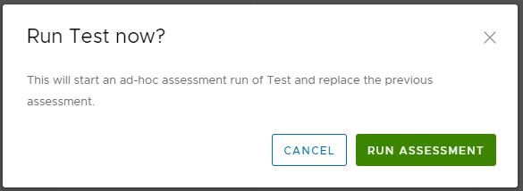 Run assessment dialog box