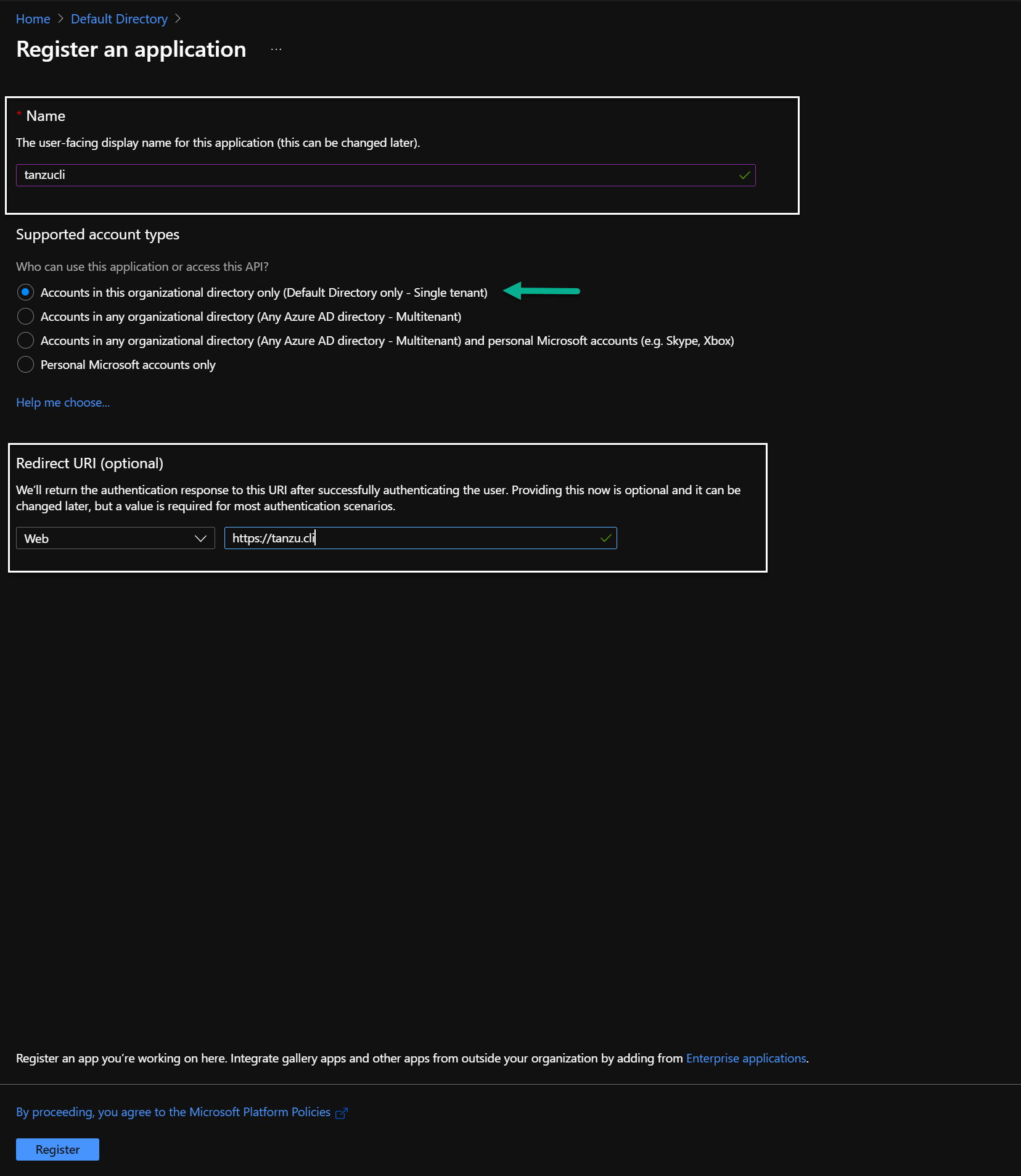 Fill Out Application Registration Fields