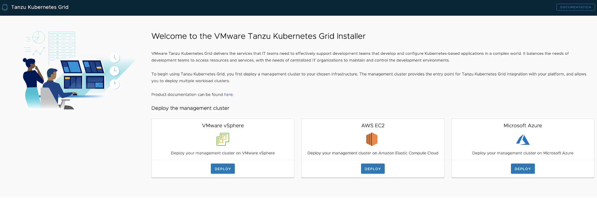 Tanzu Kubernetes Grid Kickstart Install Screen