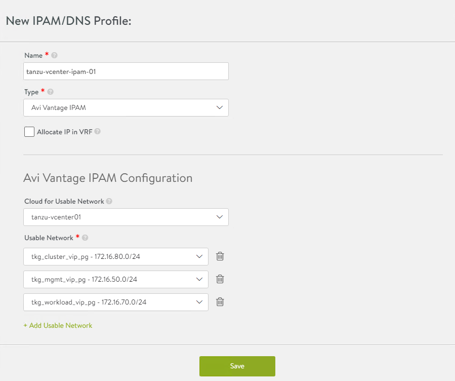 Create IPAM profile