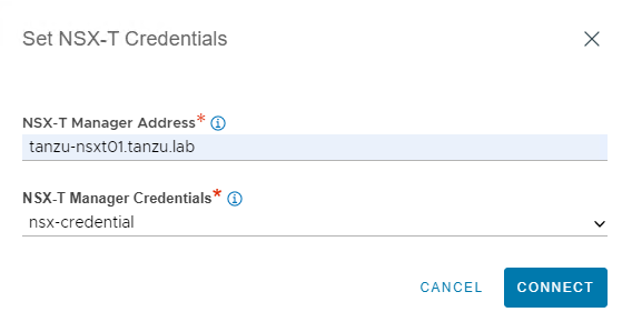 Select NSX Credential