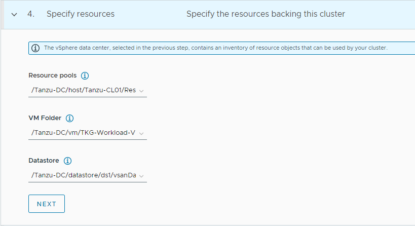 Resources backing the workload cluster