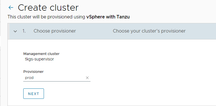Screenshot of cluster provisioning screen