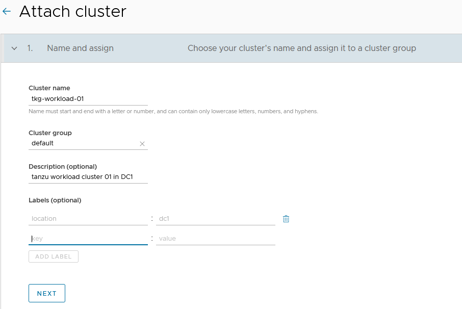 Cluster name and Cluster Group