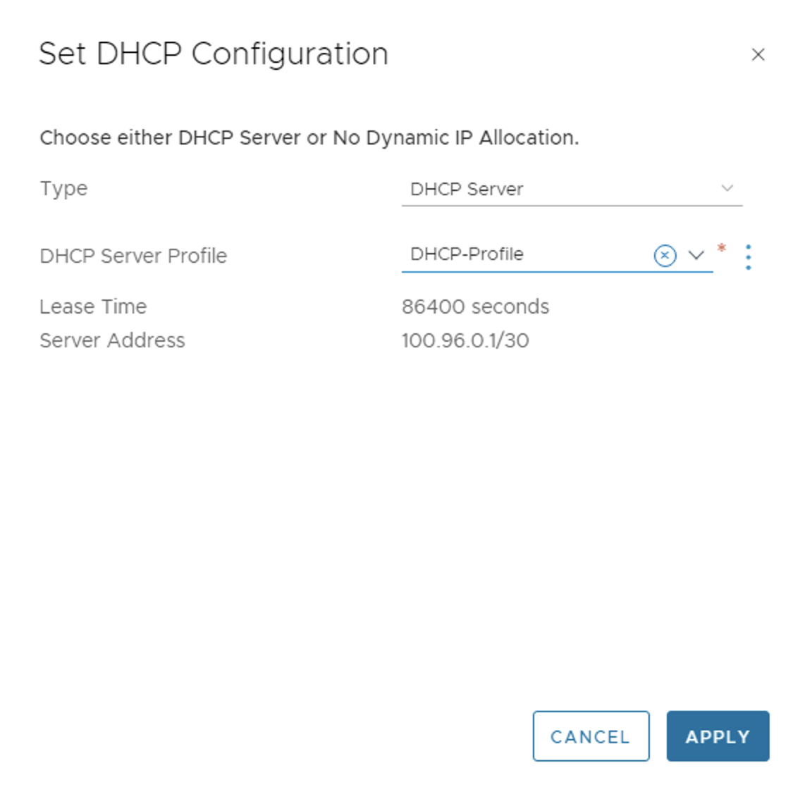 Tier-1 gateway DHCP configuration