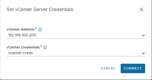 Select vCenter Credential