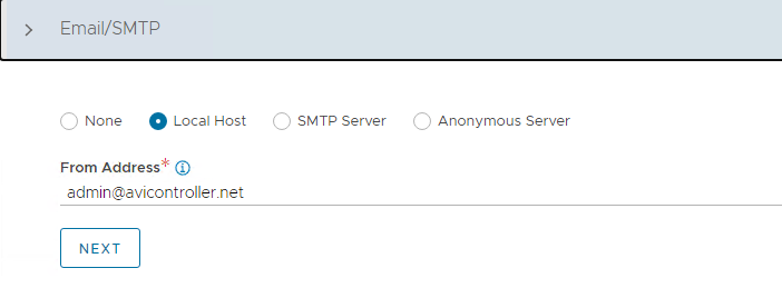 Screenshot of Email/SMTP screen