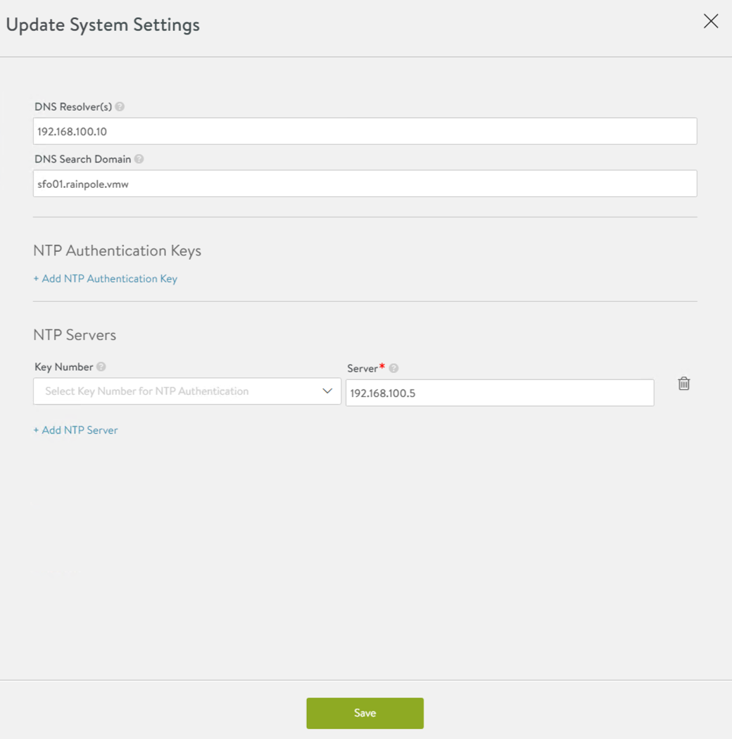 Screenshot of Update System Settings dialog
