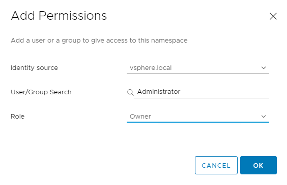 Screenshot of Add Permissions window