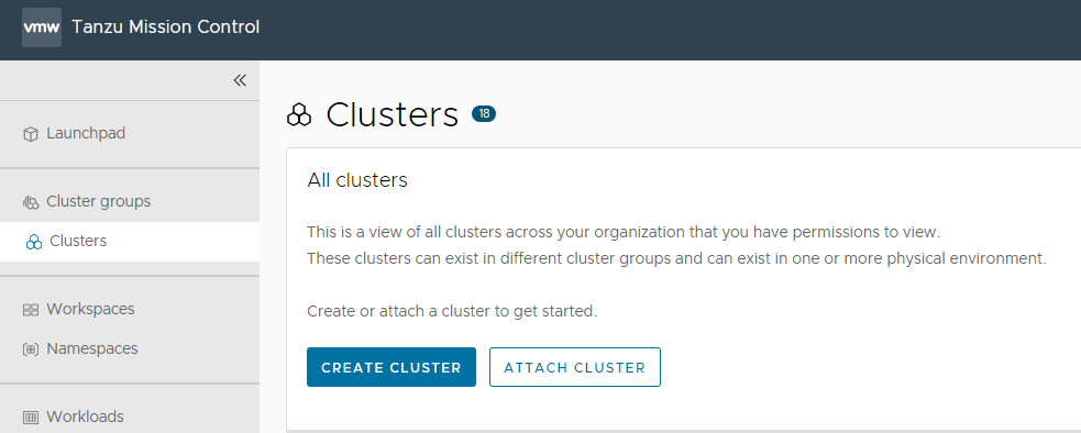 Screenshot of Step 1: Creating a cluster