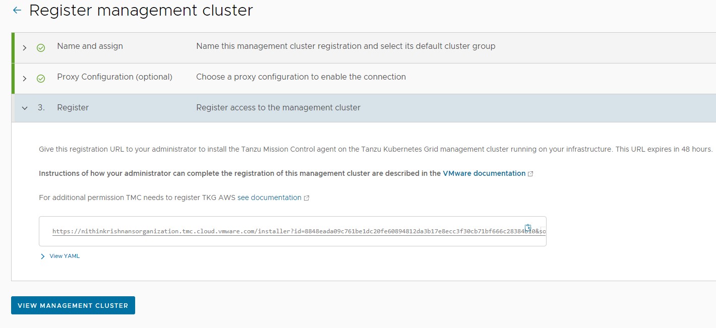 View Management Cluster