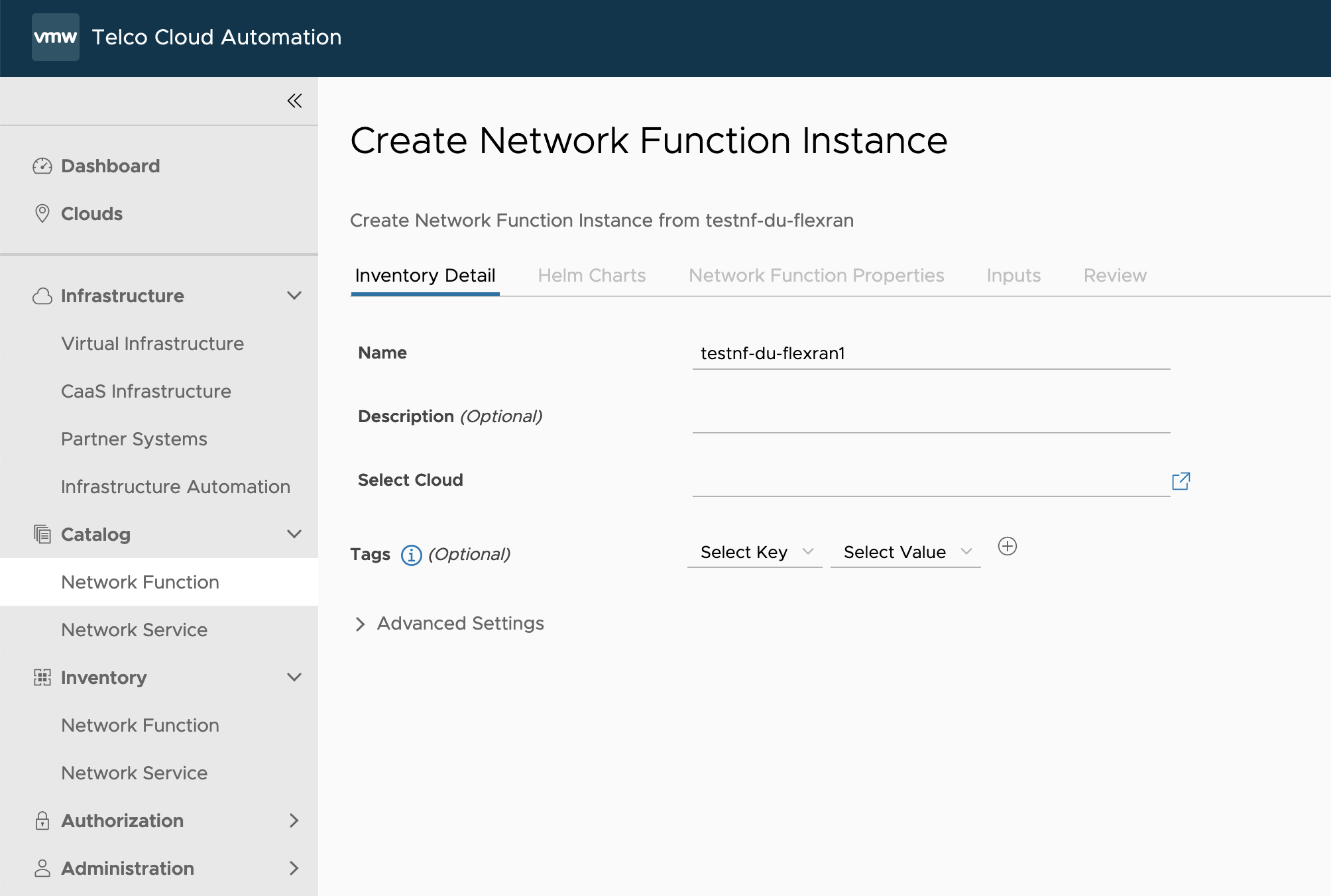 Creating testnf-du-flexran Network Function Instance