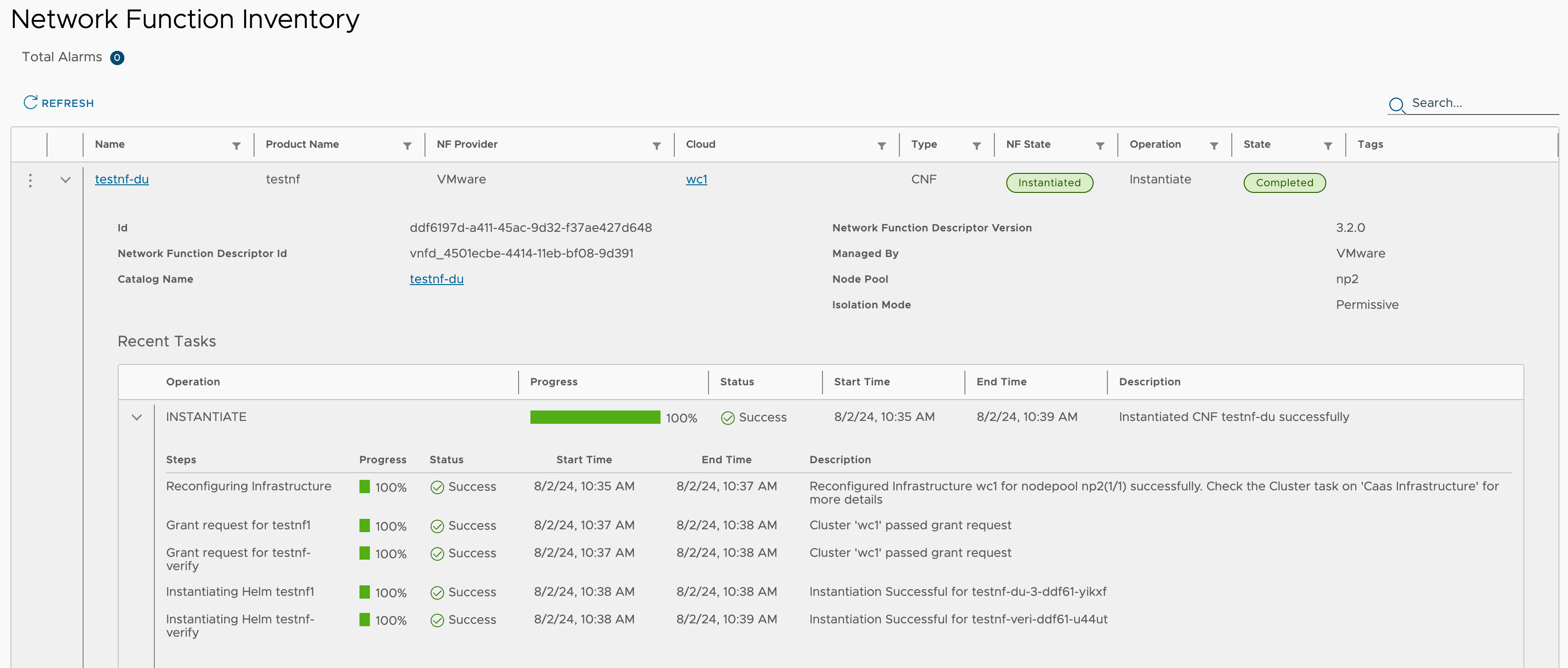 Network Function creation tasks for testnf-du